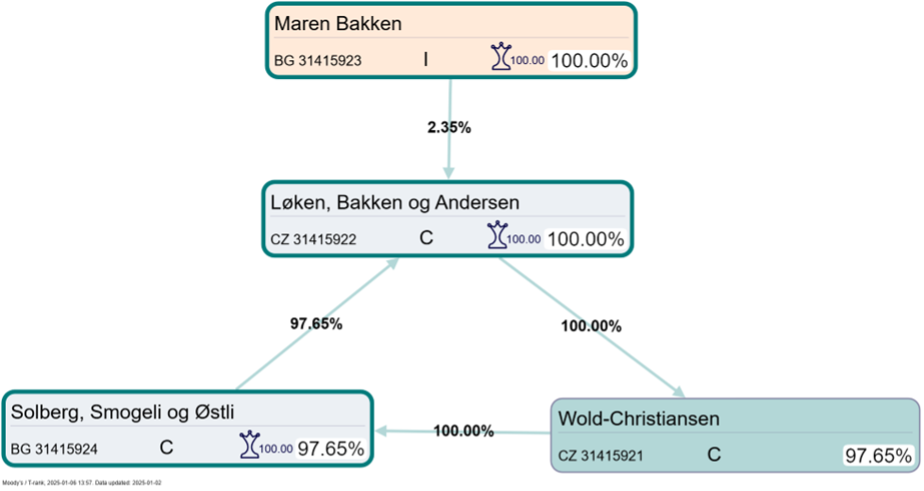 The shareholder map for company Wold-Christiansen